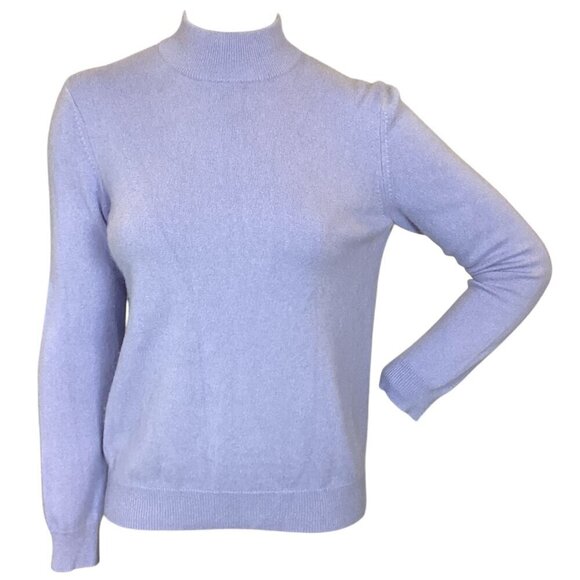 Charter Club 2-Ply Cashmere Mock Neck Sweater Sz M Blue/Purple #320B - Picture 1 of 7